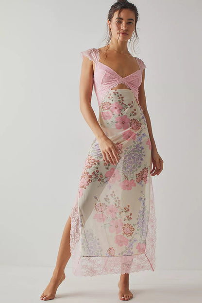 Vera | Floral Dress Sheath Lace Side Slit Elegant 0