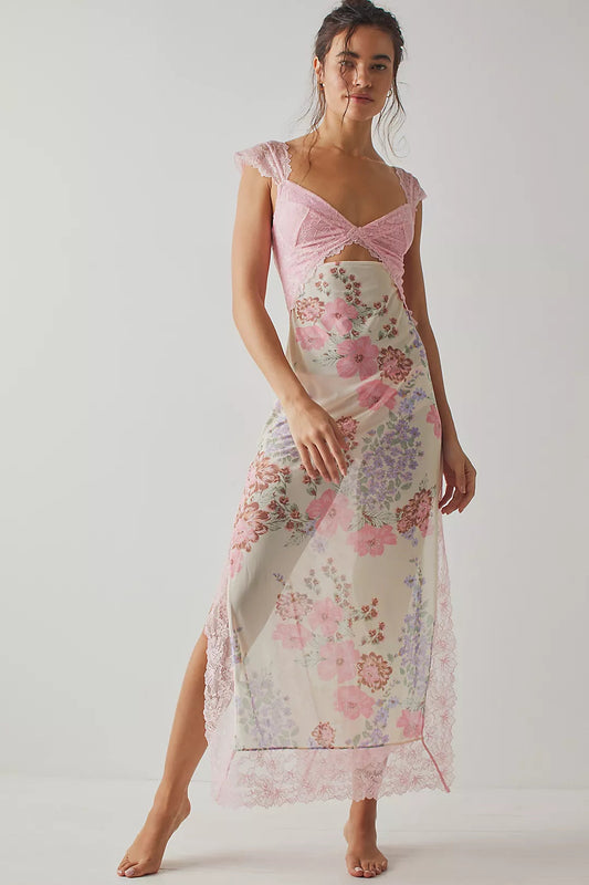 Vera | Floral Dress Sheath Lace Side Slit Elegant 0