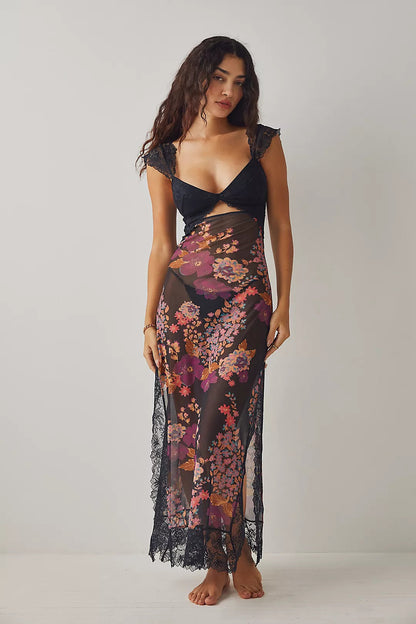 Vera | Floral Dress Sheath Lace Side Slit Elegant 1