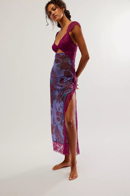 Vera | Floral Dress Sheath Lace Side Slit Elegant 13