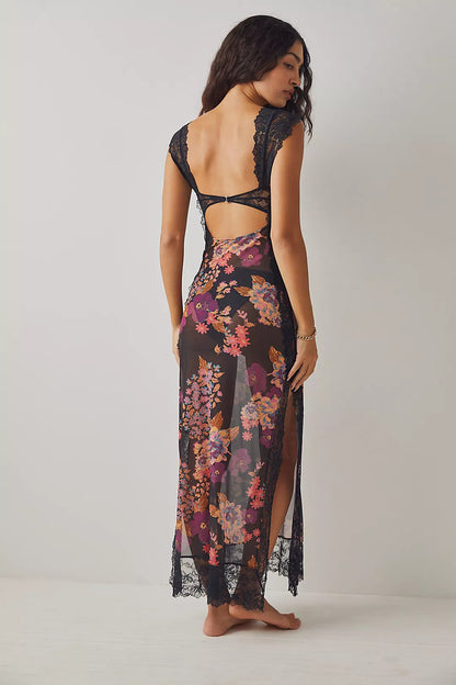 Vera | Floral Dress Sheath Lace Side Slit Elegant 3