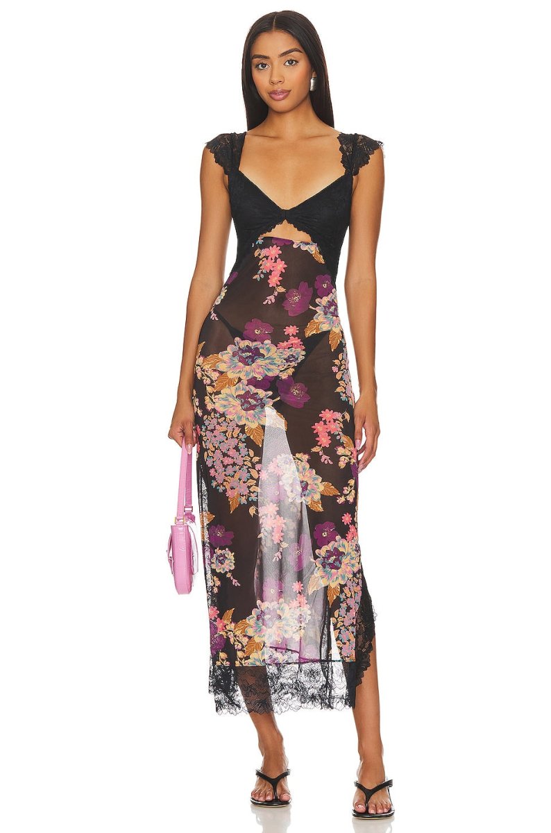 Vera | Floral Dress Sheath Lace Side Slit Elegant 5