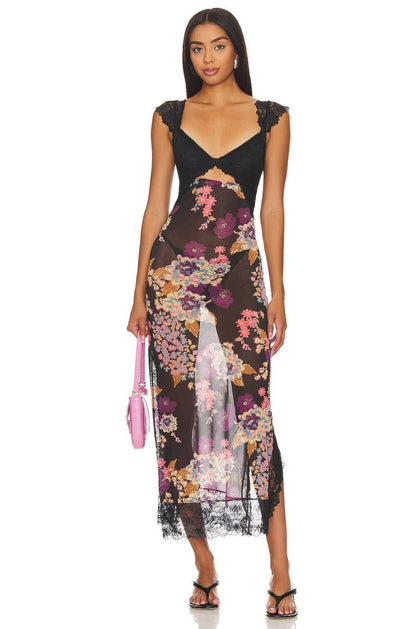 Vera | Floral Dress Sheath Lace Side Slit Elegant 5