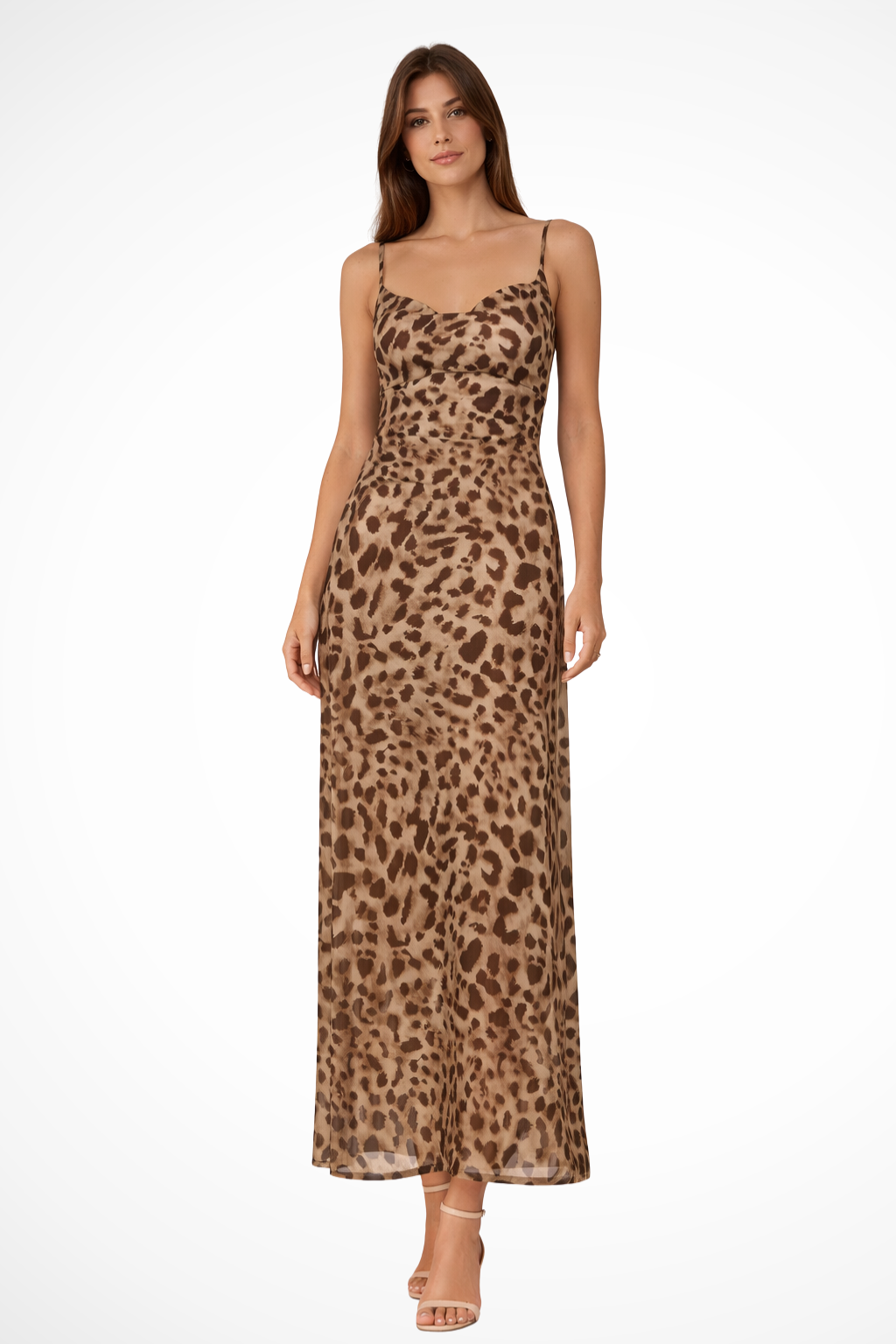 Women's leopard leopard print backless maxi summer dress