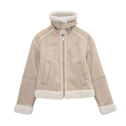 Classic Suede Shearling Jacket for Winter – view 4