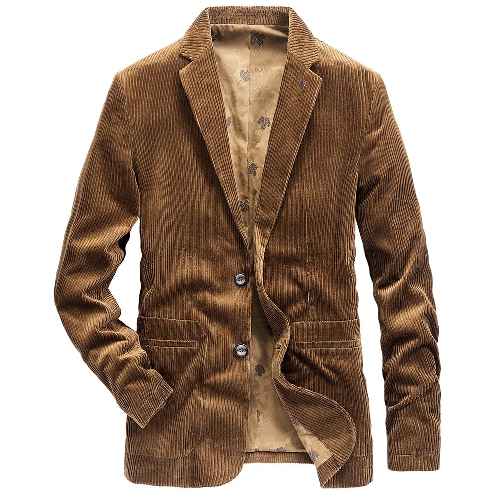 Coffee quilted insulated corduroy jacket