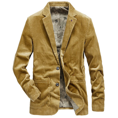 Khaki quilted insulated corduroy jacket