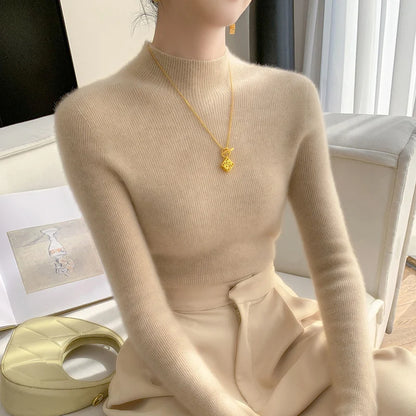 Women's slim fit cashmere half turtleneck sweater