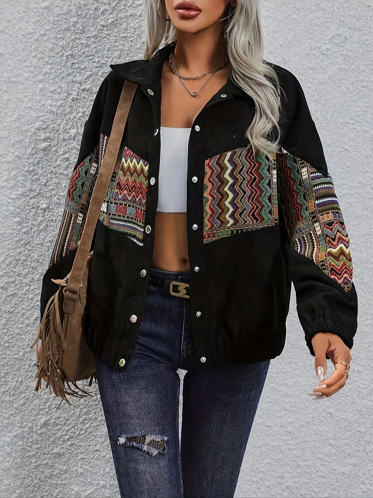 Women's Patchwork Jacket, Statement Fall Outerwear