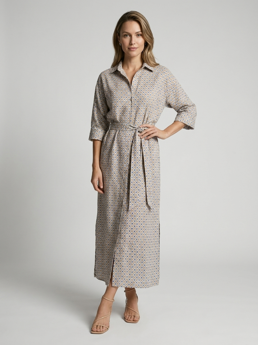 Women's blue Striped Button-Front Shirt Dress