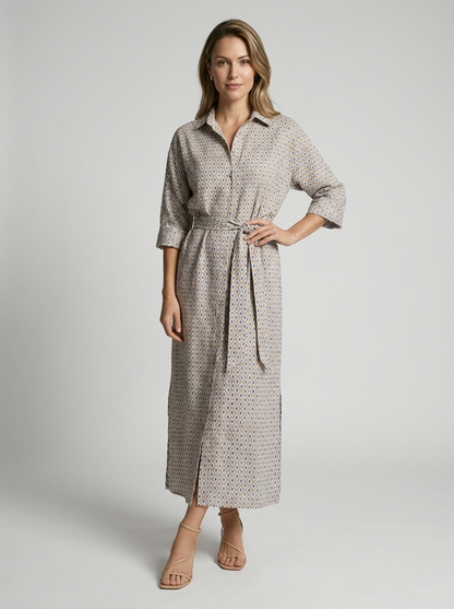 Women's blue Striped Button-Front Shirt Dress