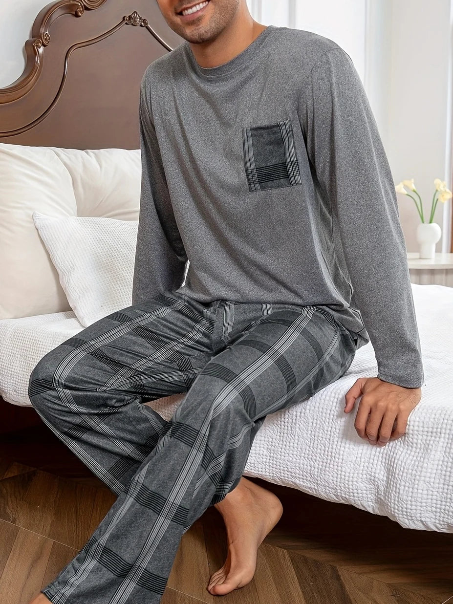 Men's Loungewear Set, Relaxed Two-Piece Winter Outfit