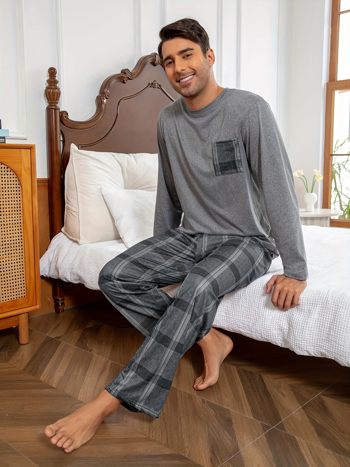Men's Loungewear Set, Relaxed Two-Piece Winter Outfit