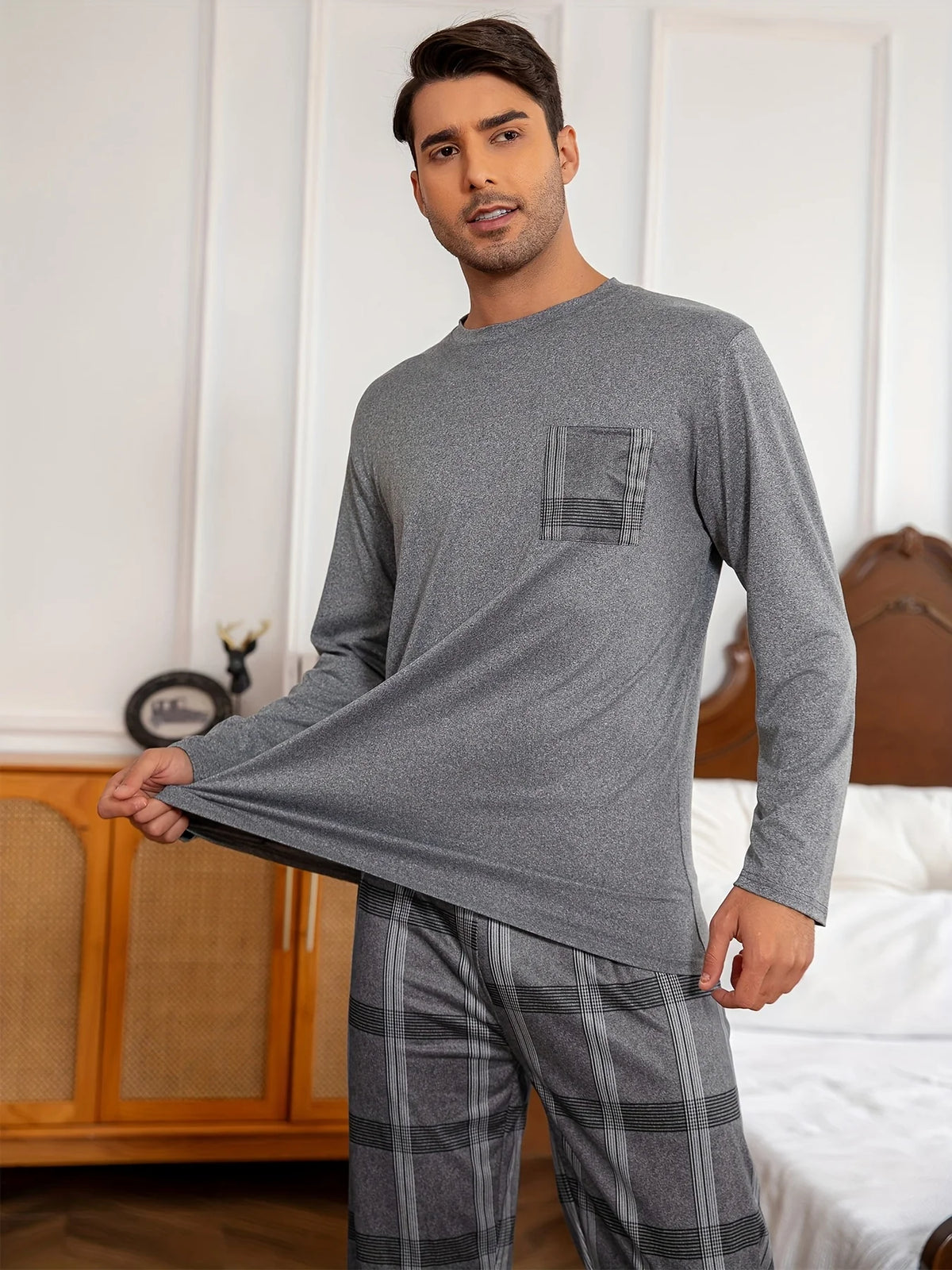 Men's Loungewear Set, Relaxed Two-Piece Winter Outfit