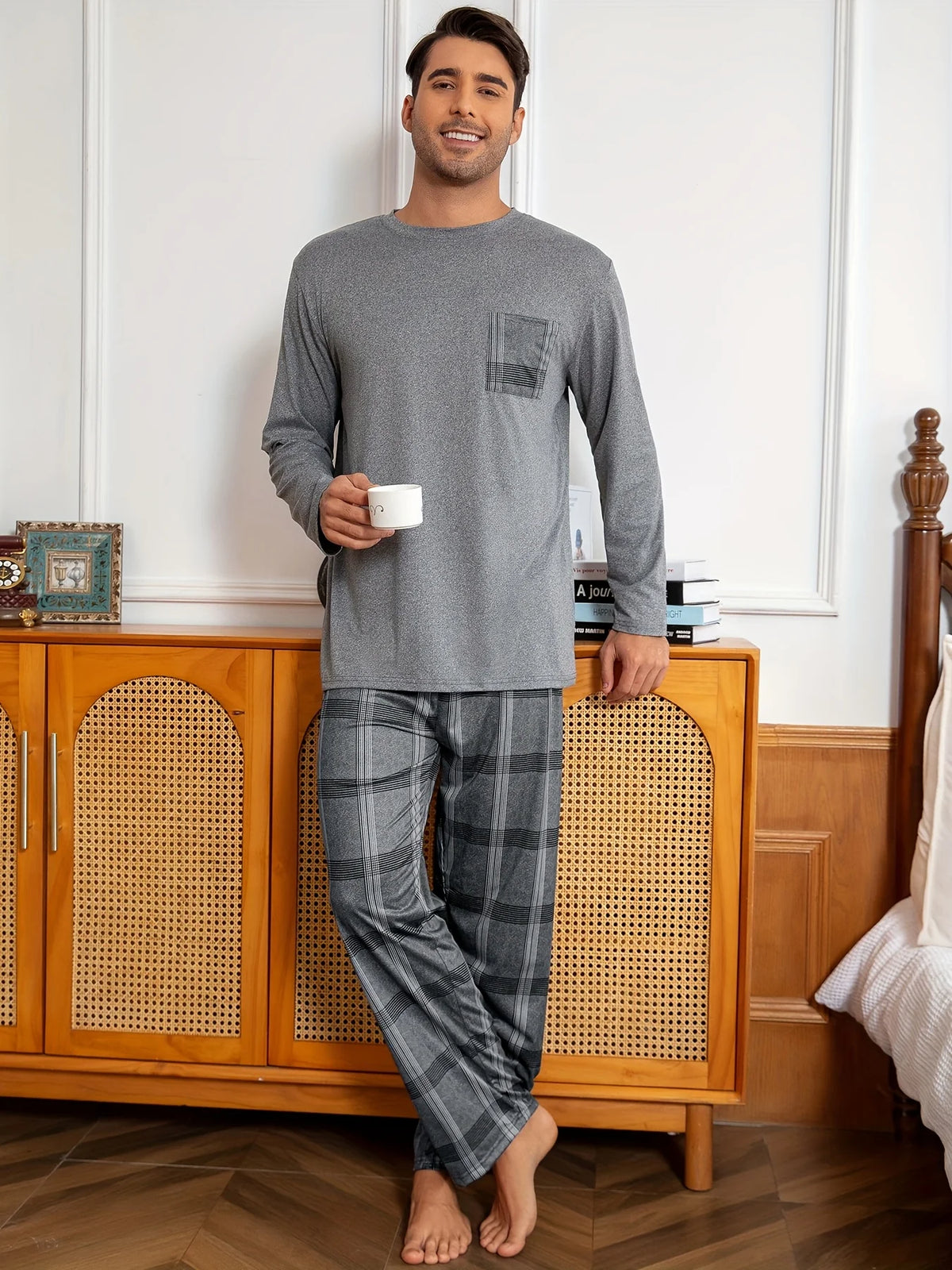 Men's Loungewear Set, Relaxed Two-Piece Winter Outfit