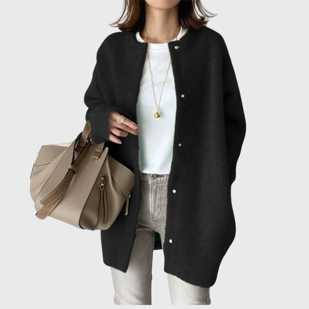 Black Longline Open-Front Cardigan
