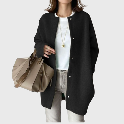 Black Longline Open-Front Cardigan