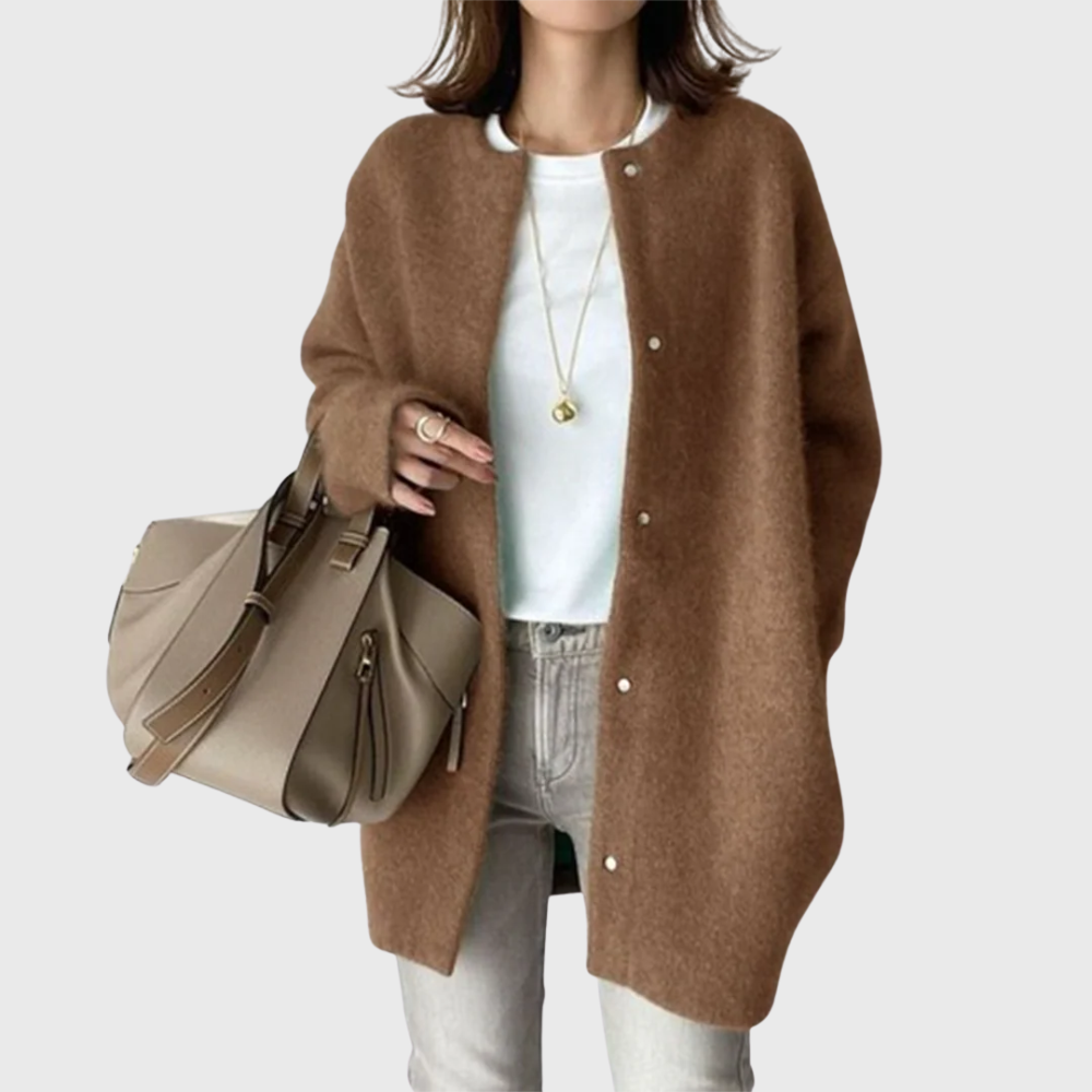 Caramel Brown Longline Open-Front Cardigan