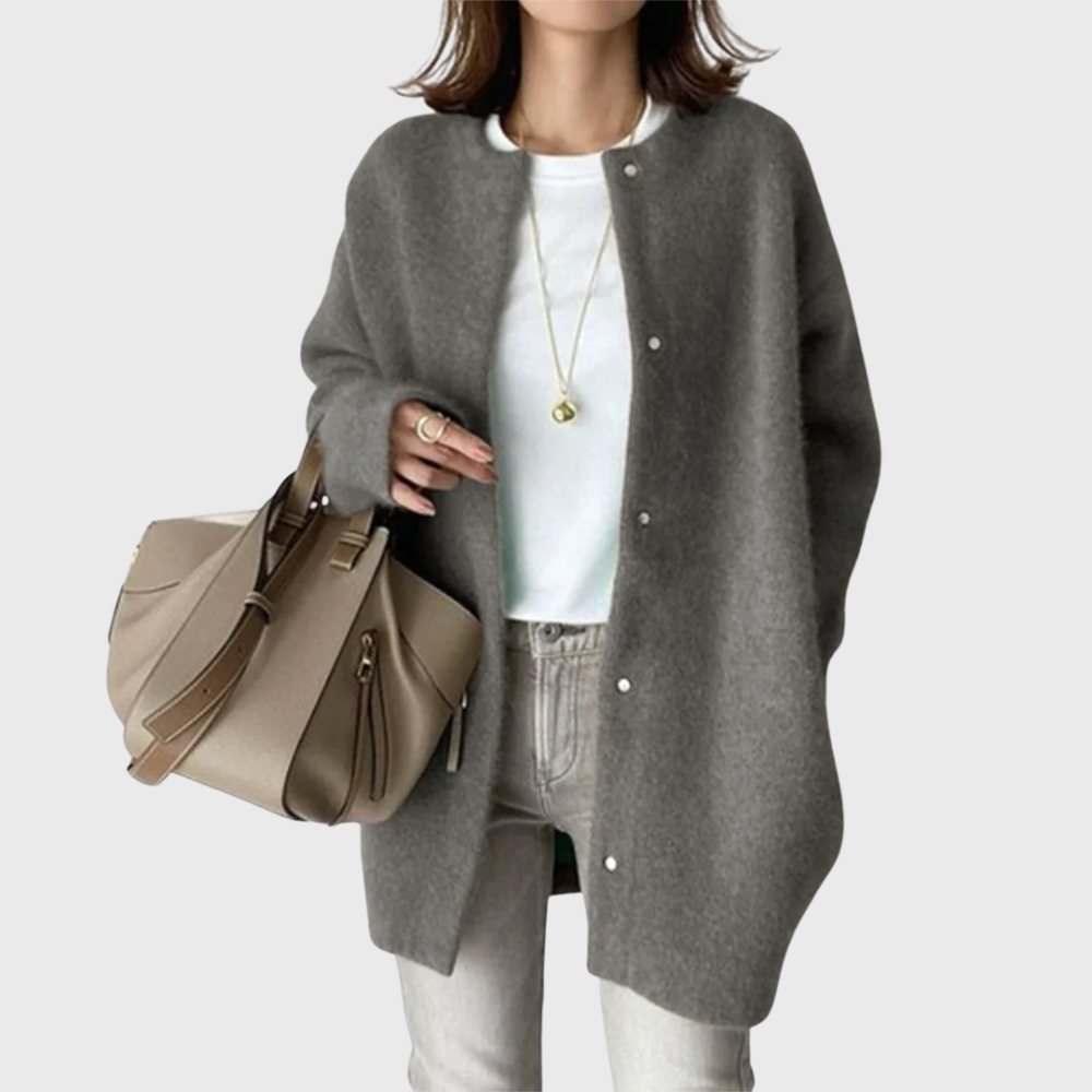 Gray Longline Open-Front Cardigan