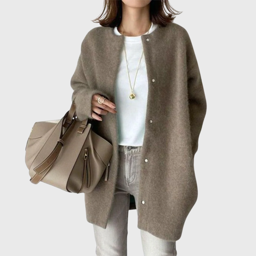 Brown Longline Open-Front Cardigan