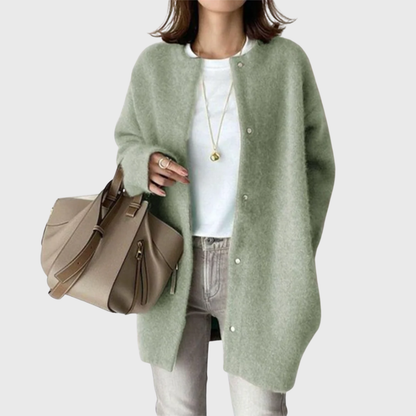 Green Longline Open-Front Cardigan