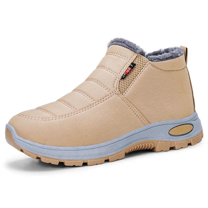 Women's sand waterproof slip-on ankle boots with plush lining