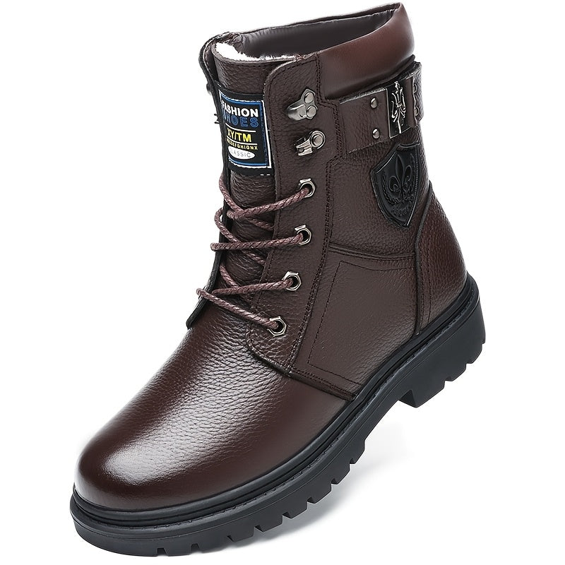 Brown With Fleece Men's Rugged Cold-Weather Boots