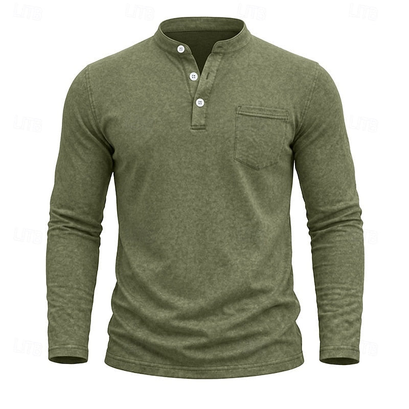 Men's Henley Shirt with Chest Pocket