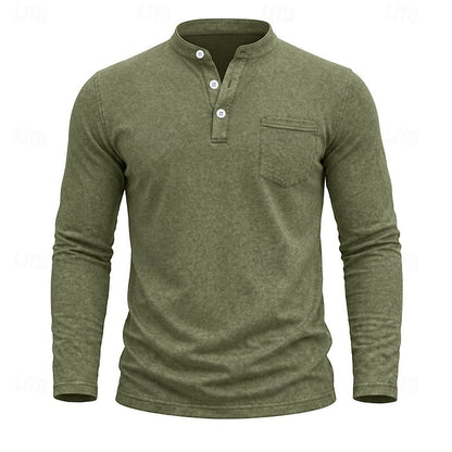 Men's Henley Shirt with Chest Pocket