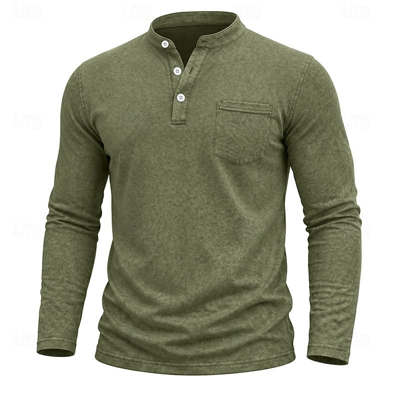 Men's Henley Shirt with Chest Pocket – view 2