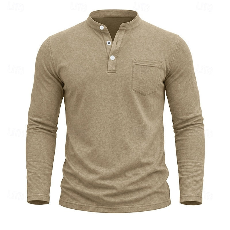 Men's Henley Shirt with Chest Pocket – view 4