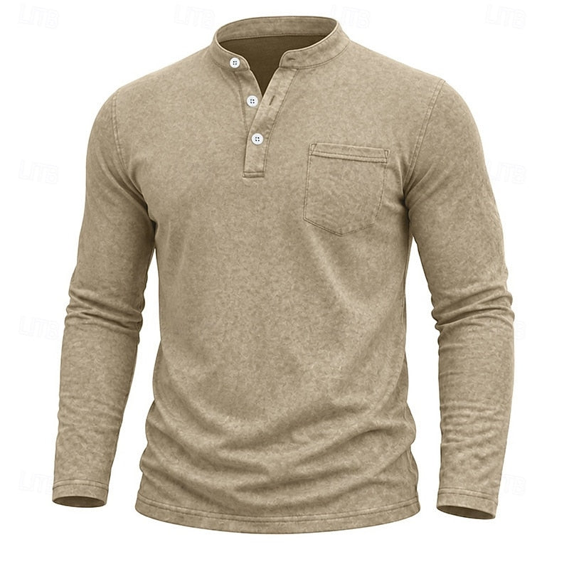 Men's Henley Shirt with Chest Pocket – view 5
