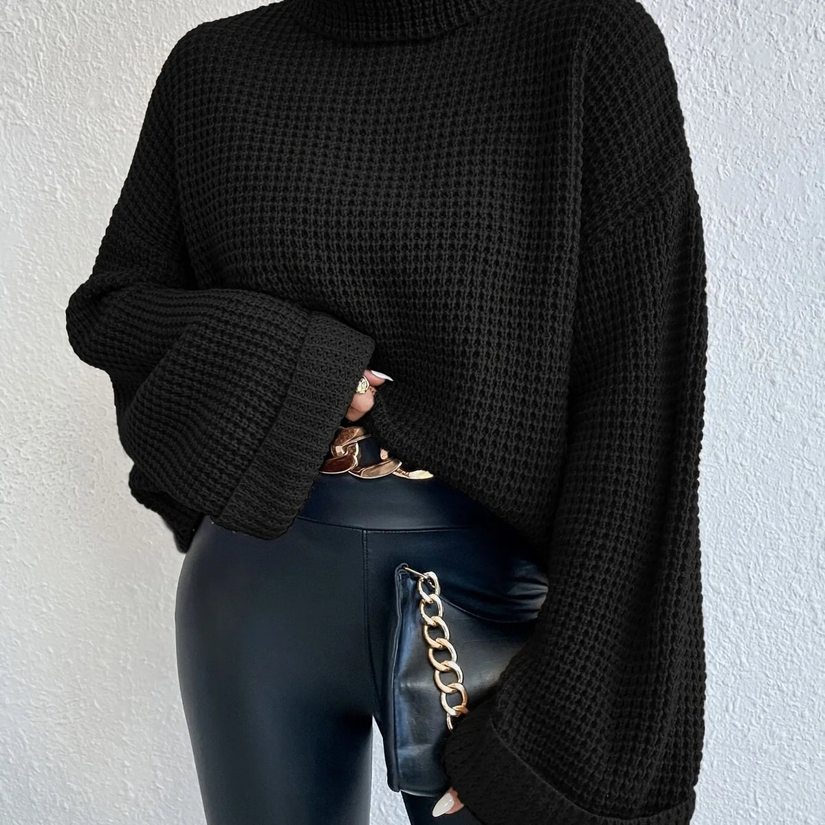 Women's High-Neck Sweater, Cozy Cold-Weather Knit Top
