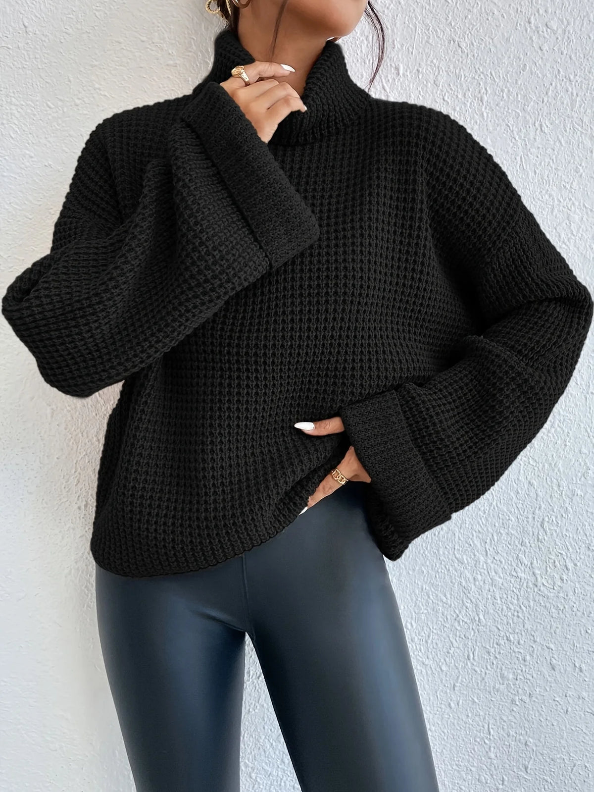 Women's High-Neck Sweater, Cozy Cold-Weather Knit Top