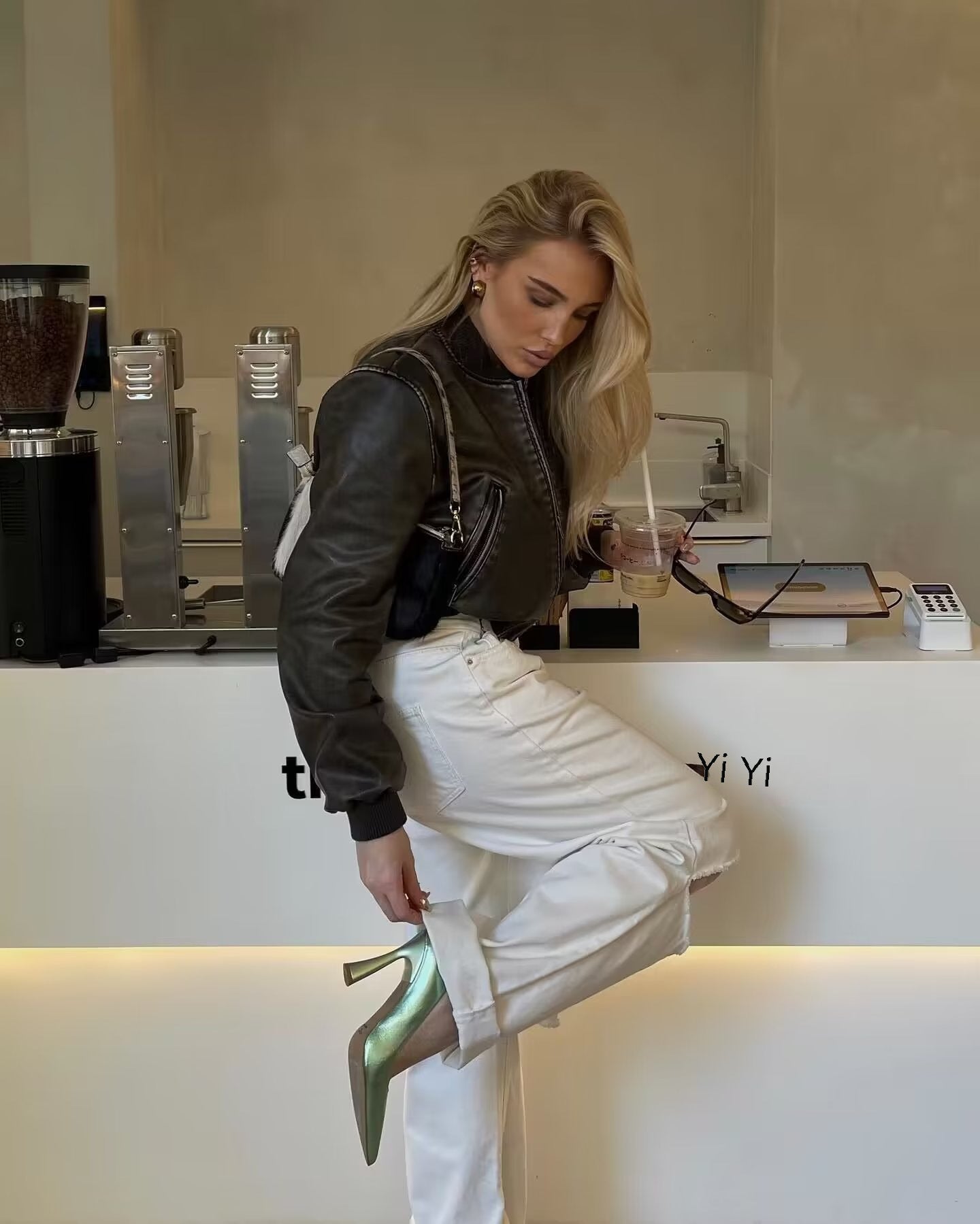 Cropped Suede Bomber Jacket with Elasticated Cuffs – view 3
