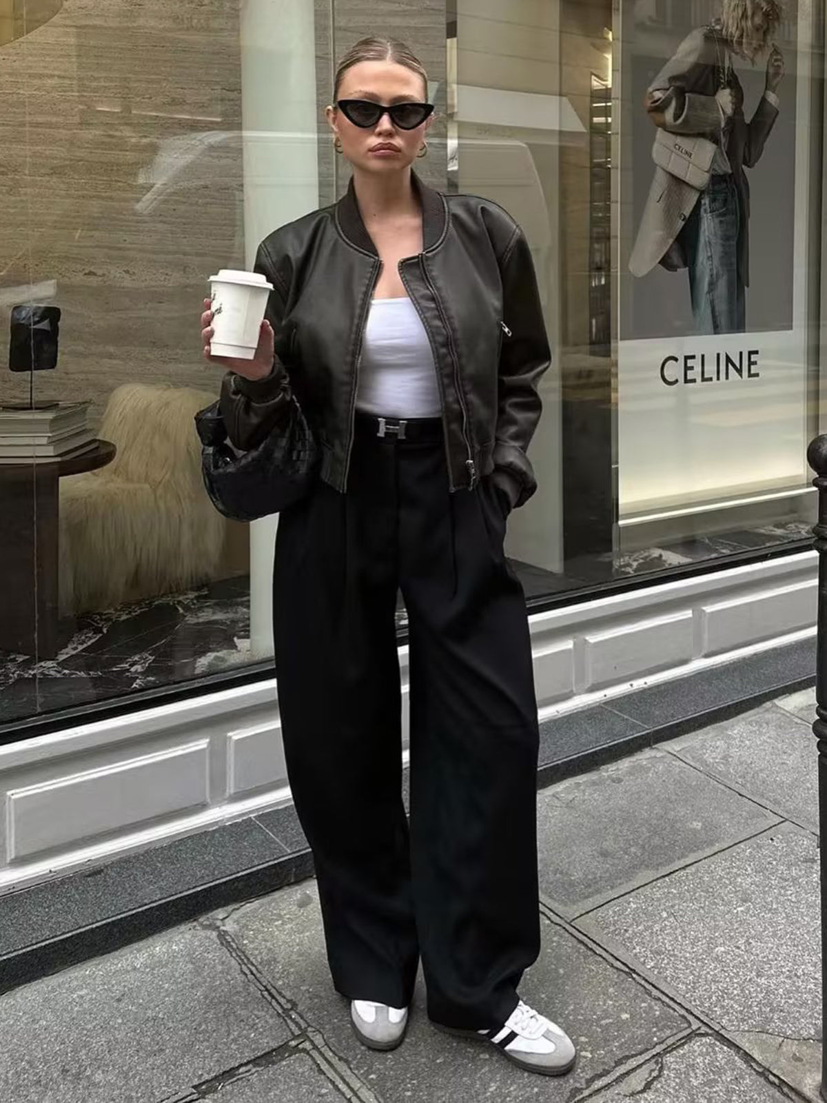 Cropped Suede Bomber Jacket with Elasticated Cuffs – view 5