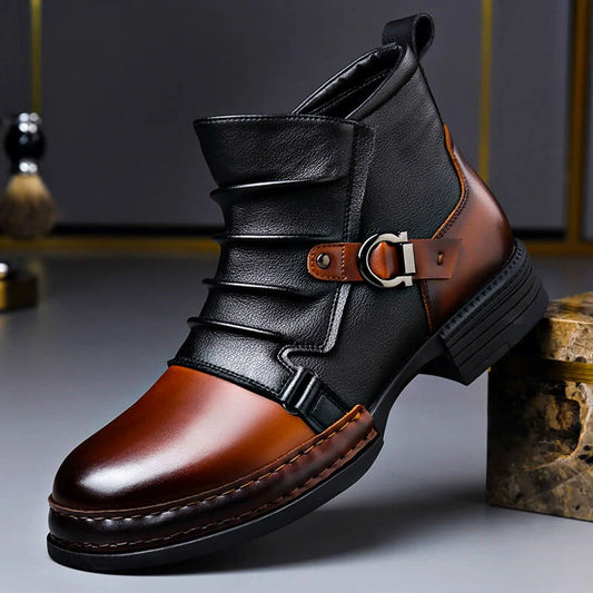 Ian Italian leather boots, front view
