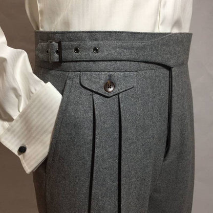 Men's gray worsted wool gurkha pants