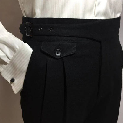 Men's classic black worsted wool gurkha pants