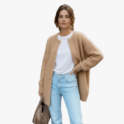 Longline Acrylic Cardigan with Front Pockets
