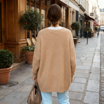 Longline Acrylic Cardigan with Front Pockets – view 3