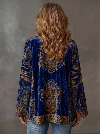Women's bohemian kimono cardigan in navy blue