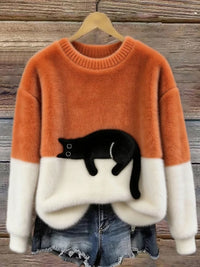 Ella | Women's Cat Print Pullover Sweater for Fall