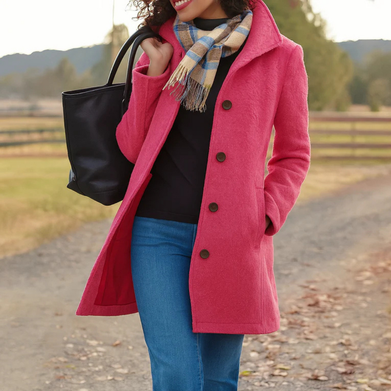 Women's light gray classic button front coat