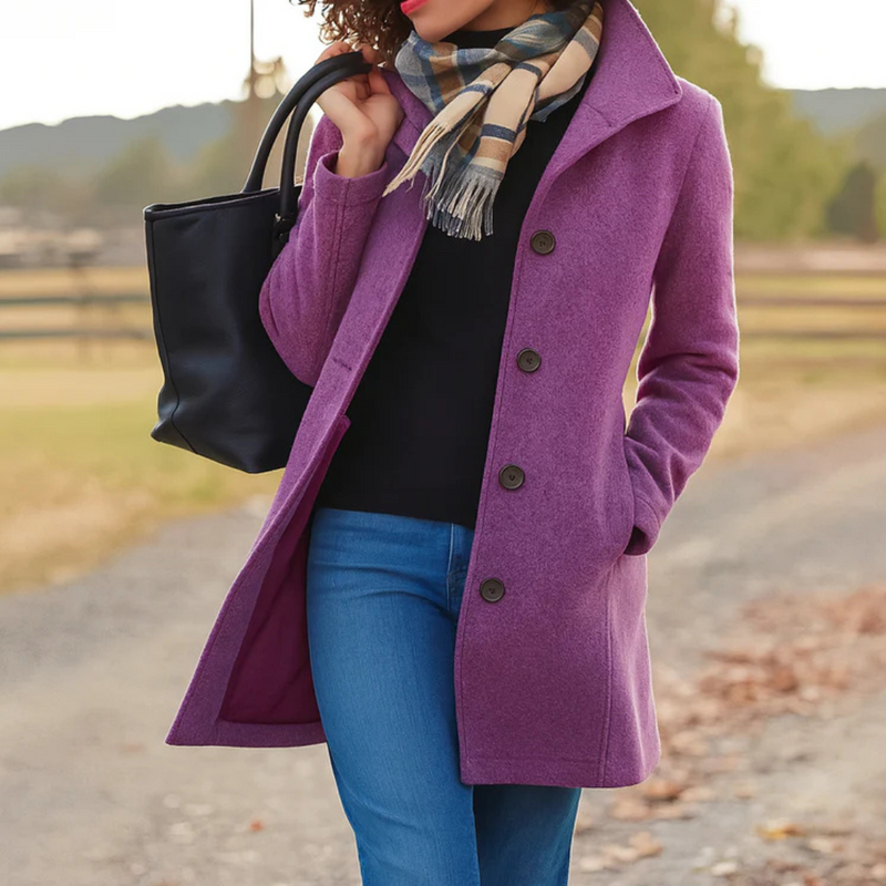 Women's gray classic button front coat