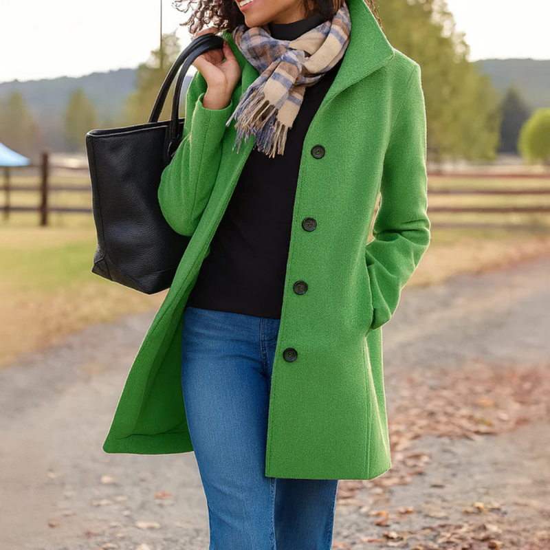 Women's gray classic button front coat