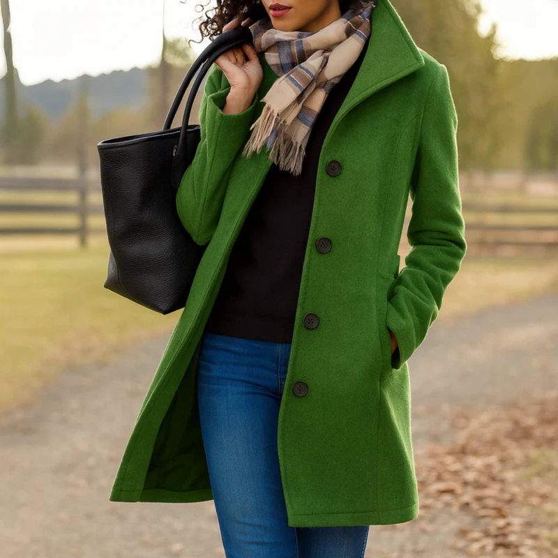 Women's gray classic button front coat