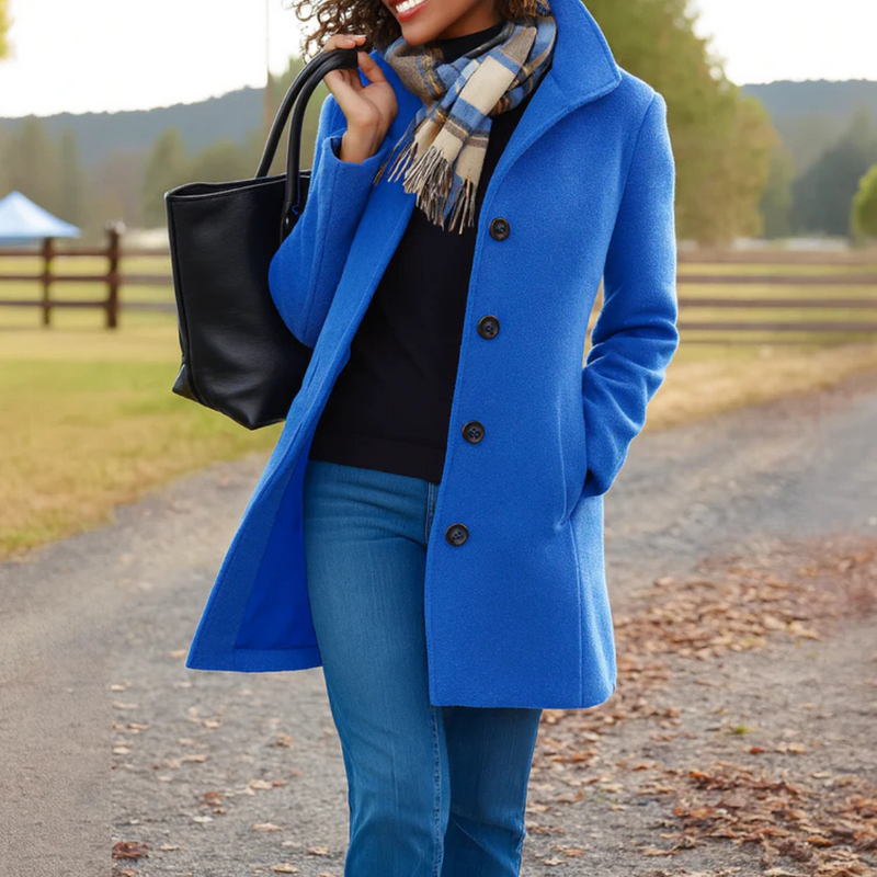 Women's gray classic button front coat