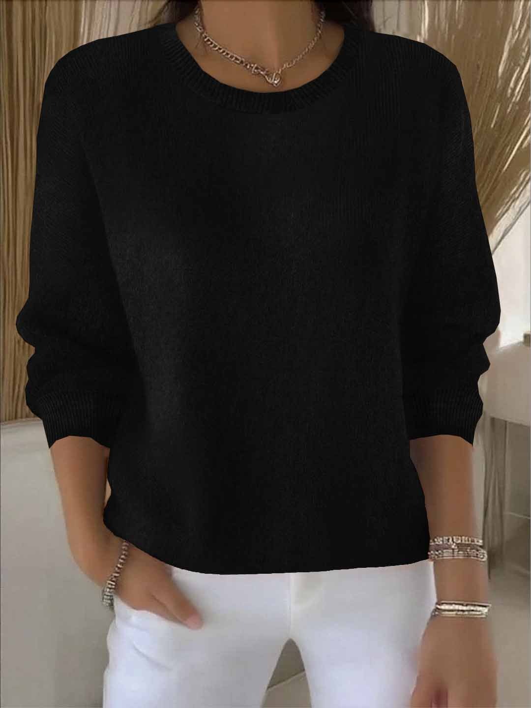 Women's cream crew neck soft knit sweater