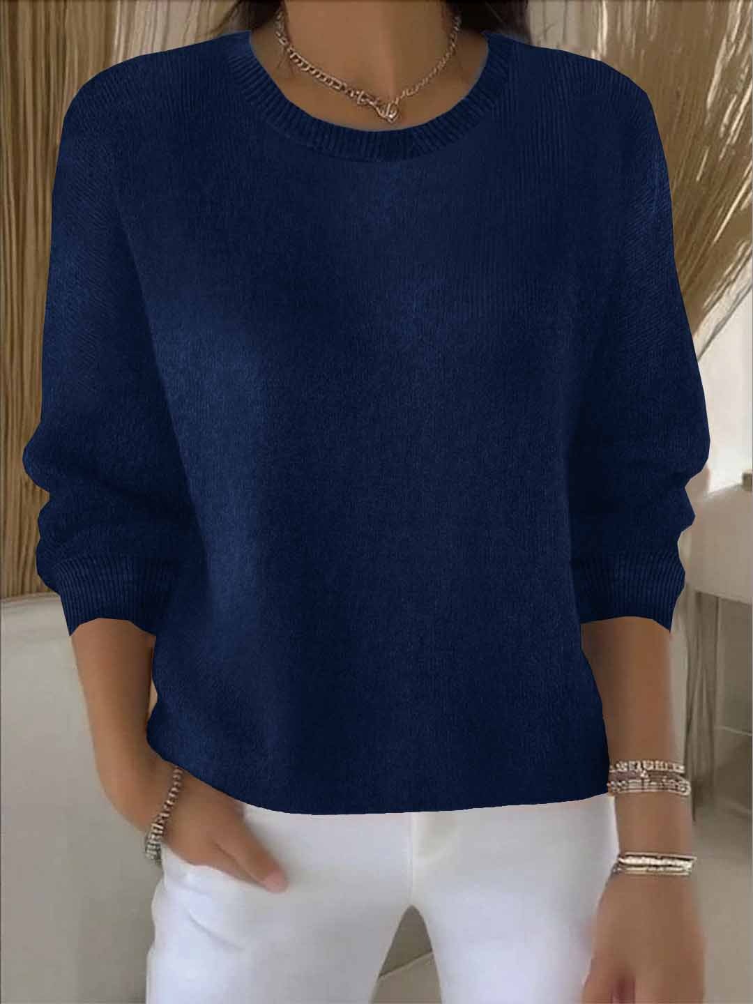 Women's cream crew neck soft knit sweater